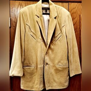Guide Gear Men's Sz L Western Style Lite Tan Suede Leather Blazer CH:48" L:33"